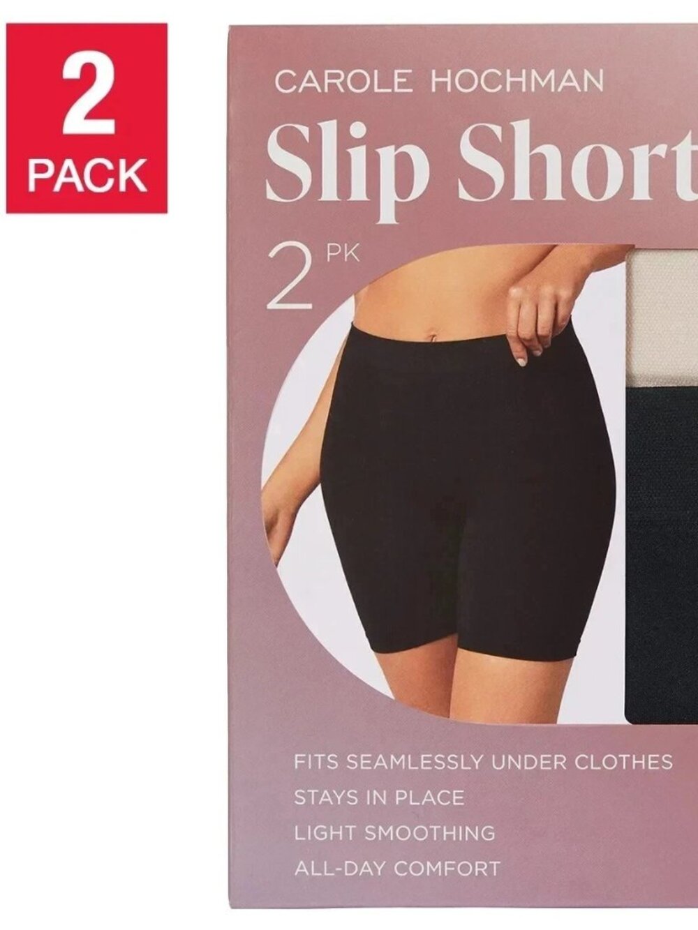 Carole Hochman Slip Short, Seamless Slip Short, Small, 2 Pack, All-Day Comfort